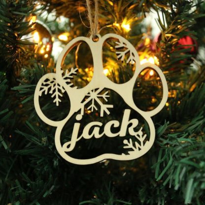 Navidad-Ornamento navideño de pata de perro con 1 nombre personalizado