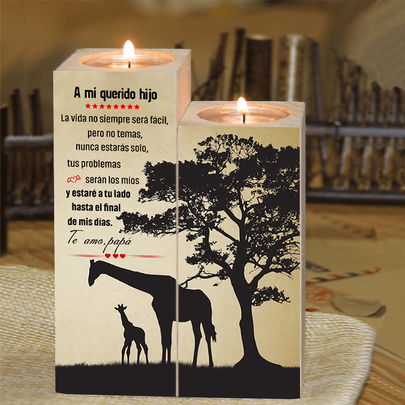 Candelero de dos piezas para hijo de papá de madera de dos piezas sin candela