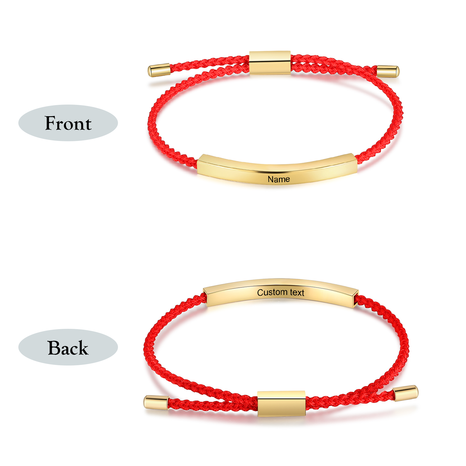 Pulsera de cuerda tejida a mano con nombre y texto personalizados seis colores