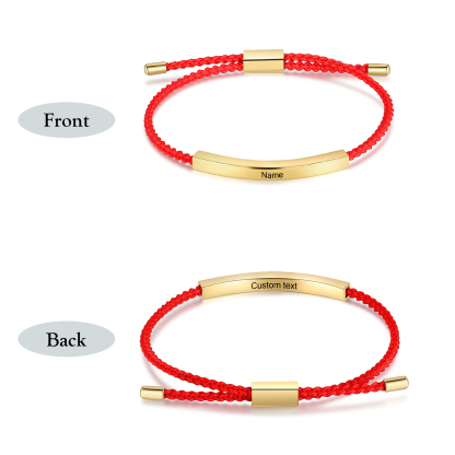 Pulsera de cuerda tejida a mano con nombre y texto personalizados seis colores