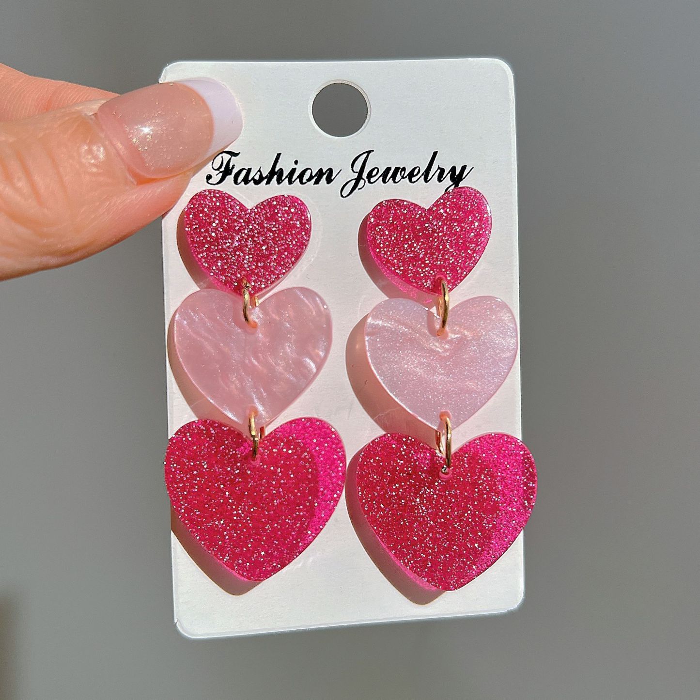 San Valentín-Pendientes de tres corazones-Jessemade ES