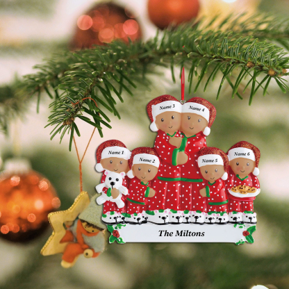 Navidad-Muñecos Piel Bronceada Ornamentos Navideños Familiar 2 Nombres con Texto Personalizados Adorno de Madera