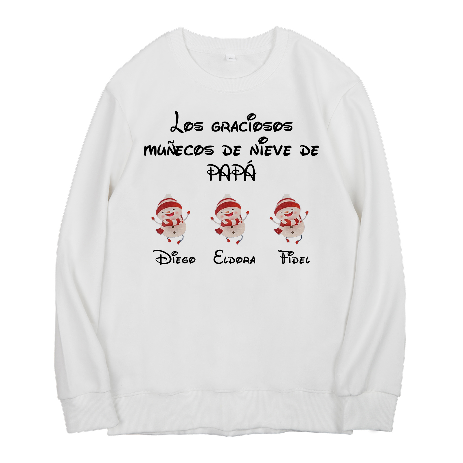 Familia-Sudadera "Muñecos de nieve" 4 nombres personalizados-Jessemade ES
