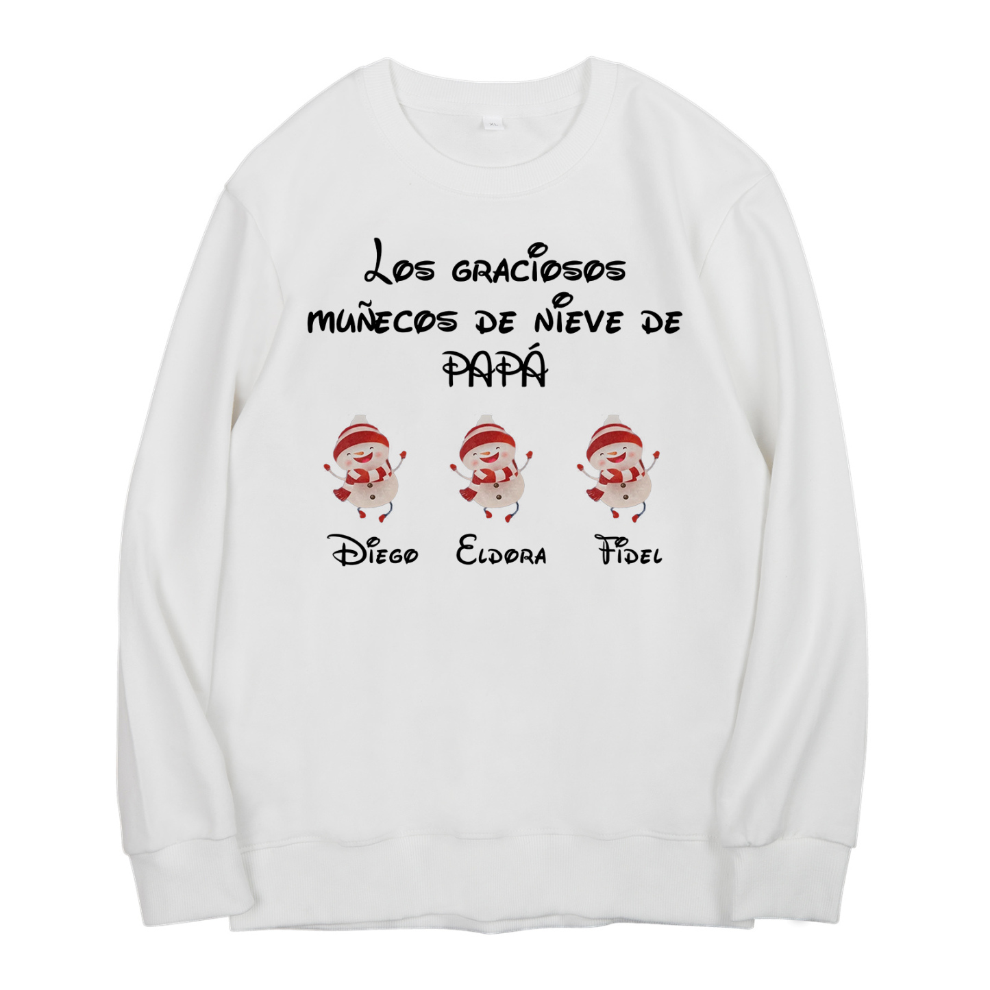 Familia-Sudadera "Muñecos de nieve" 4 nombres personalizados-Jessemade ES