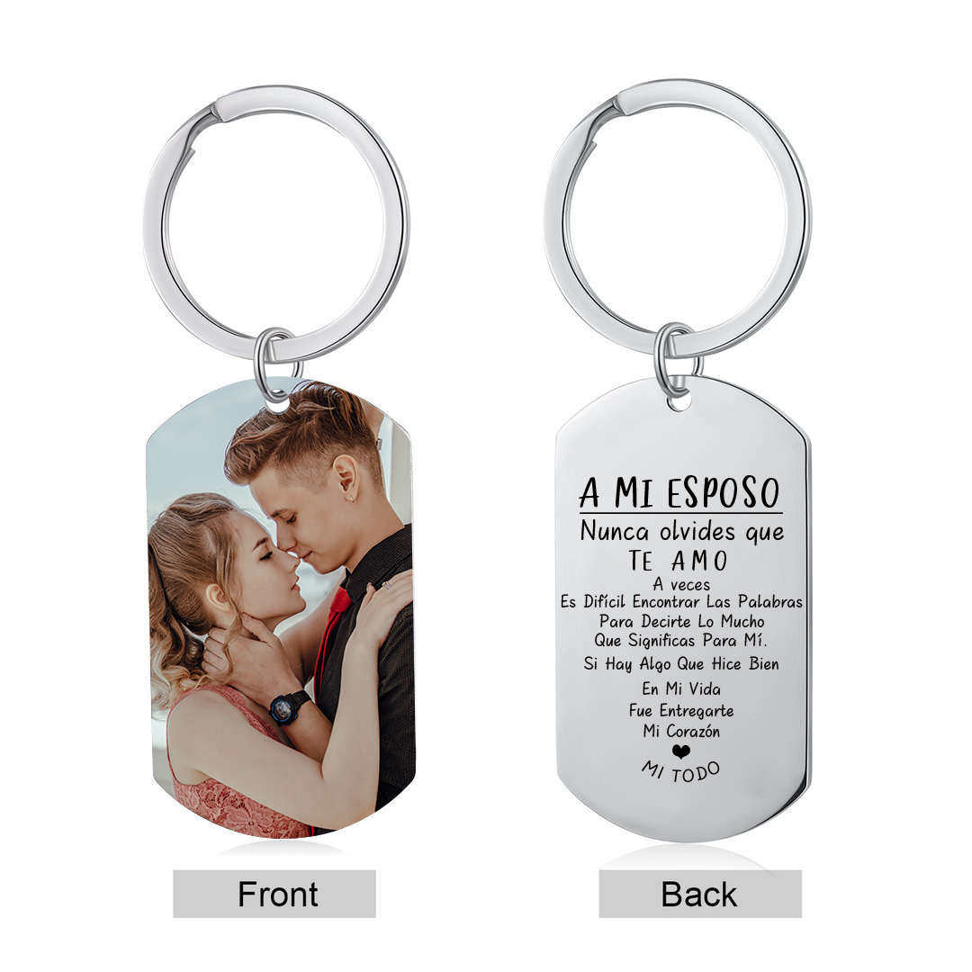 Llavero a mi esposo para pareja "Nunca olvides que te amo" 1 foto personalizada-Jessemade ES