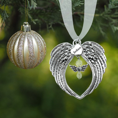 Adorno navideño de alas conmemorativo Adorno de Navidad 1 nombre personalizado 