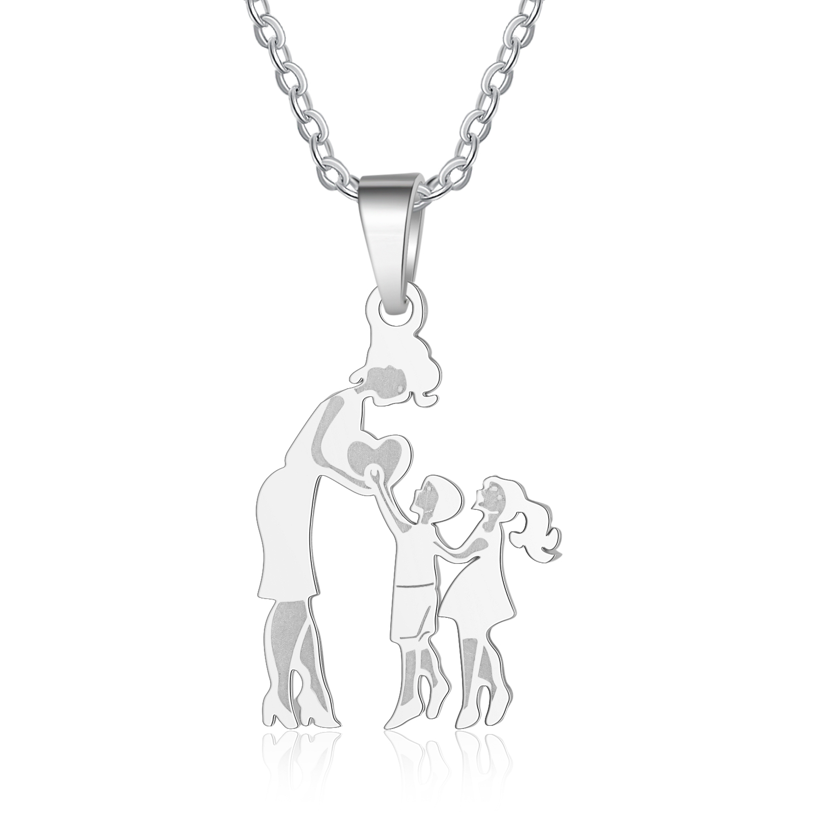 Collar con colgante de madre y dos hijos/hijas amor entre mamá y niños-Jessemade ES