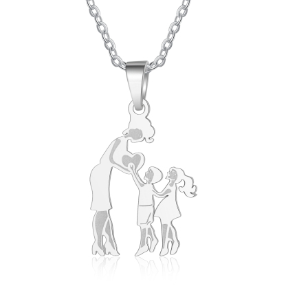 Collar con colgante de madre y dos hijos/hijas amor entre mamá y niños-Jessemade ES