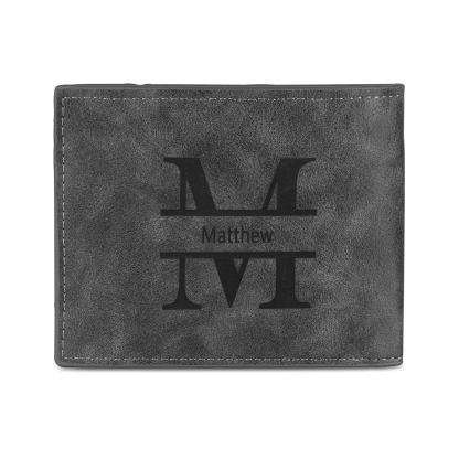 Cartera, billetera personalizada con 1 foto, 1 nombre y 1 letra monedero para hombre-Jessemade ES