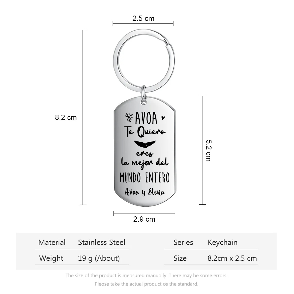 A mi abuela - Llavero 1 Texto Personalizado AVOA TE QUIERO-Jessemade ES