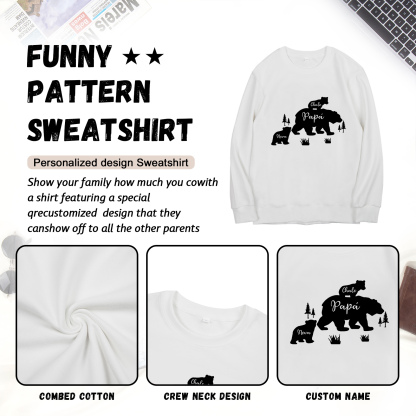 Familia-Sudadera "Oso y sus bebés" 3 nombres personalizados-Jessemade ES