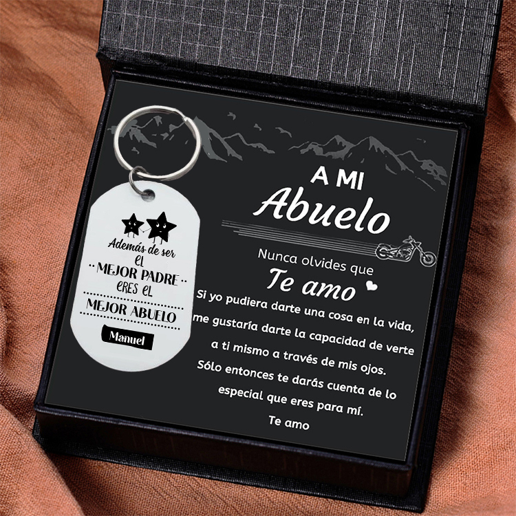 A mi abuelo-Llavero EL MEJOR ABUELO personalizado con 1 nombre y 1 foto-Jessemade ES