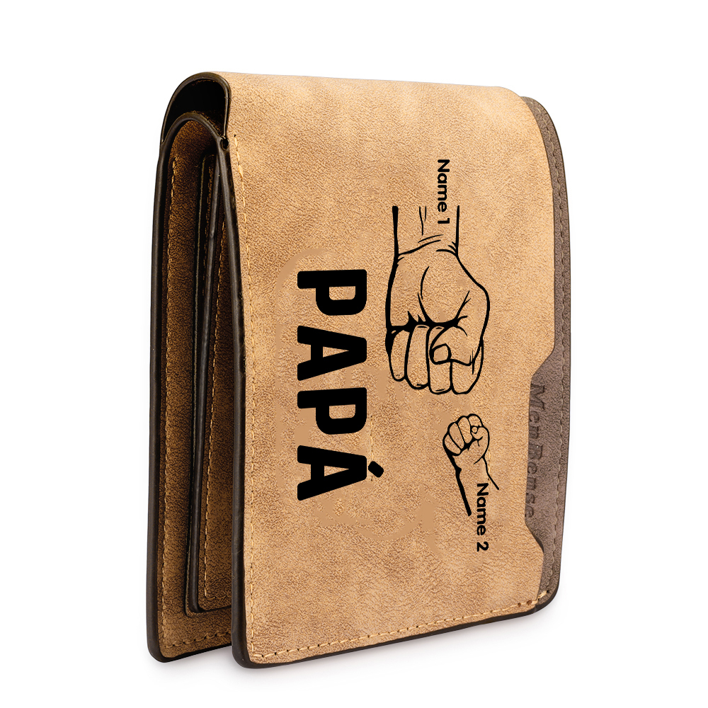 A mi papá-Cartera 2-5 nombres, foto y 3 textos personalizados billetera clásica puño a puño -Jessemade ES