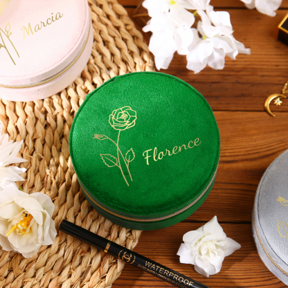 Caja de regalo para joya personalizada con nombre y flor de nacimiento-Jessemade ES