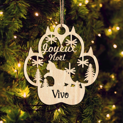 Navidad-Ornamento navideño de pata de gato con 1 nombre personalizado