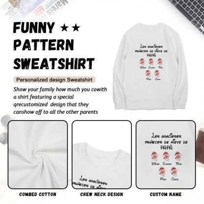 Familia-Sudadera "Muñecos de nieve" 6 nombres personalizados-Jessemade ES