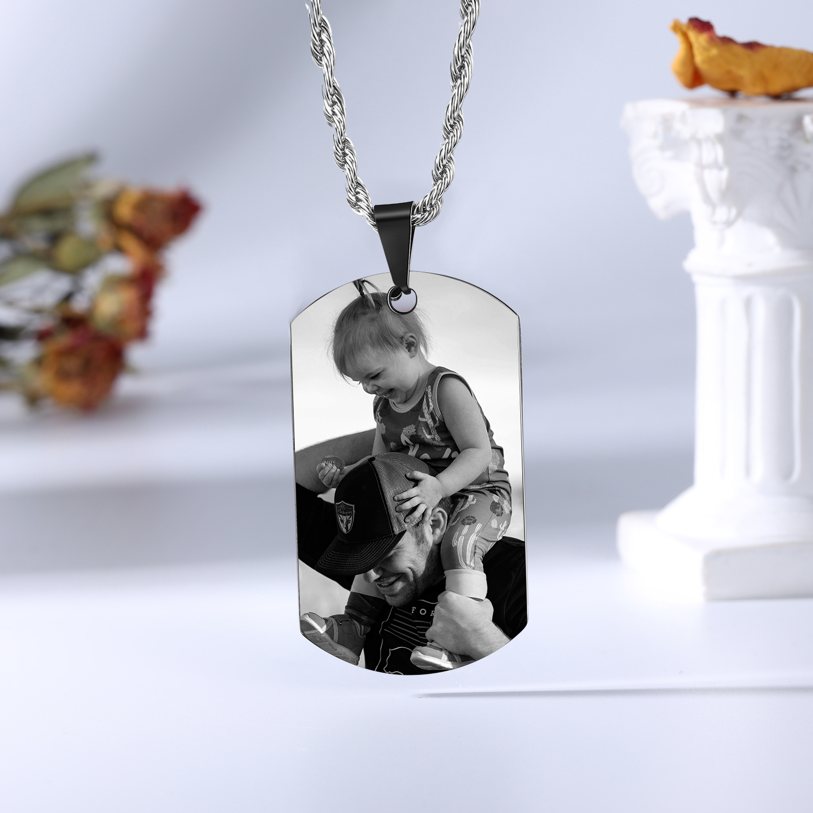 A MI PAPÁ-Collar de placa personalizada con texto y foto-Jessemade ES