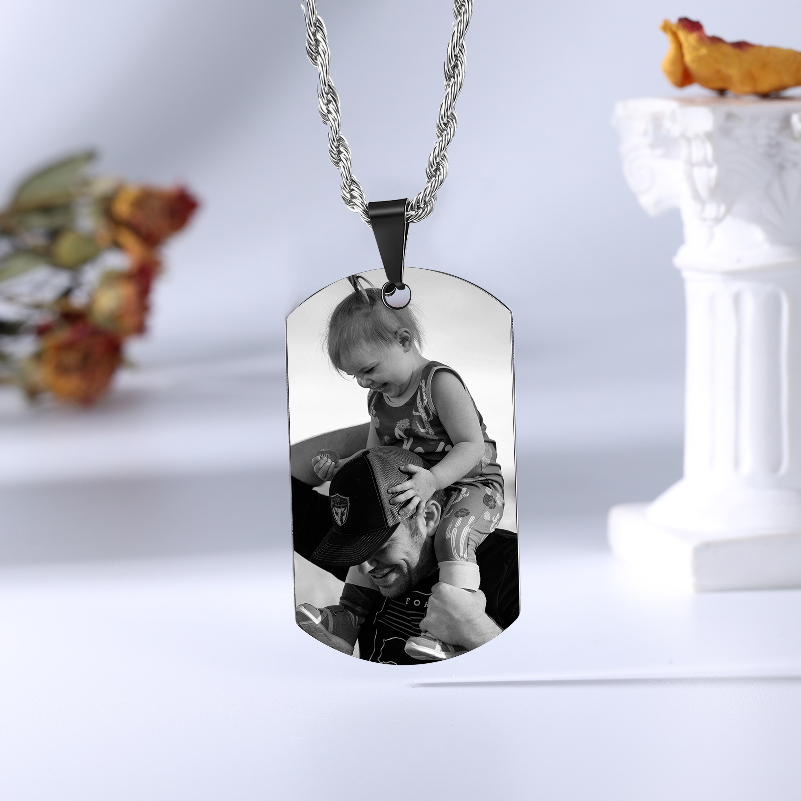 A MI PAPÁ-Collar de placa personalizada con texto y foto-Jessemade ES