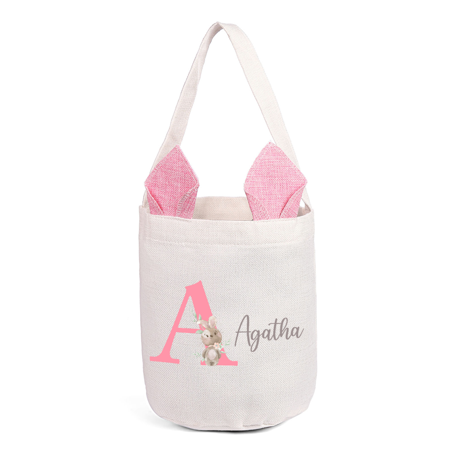 Pascua-Bolsa de conejo con 1 nombre y 1 letra personalizados-Jessemade ES