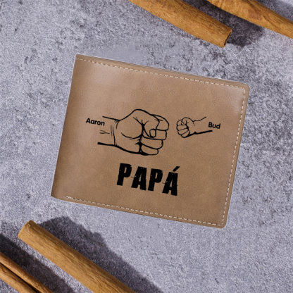 A mi papá-Cartera 2-5 nombres y foto personalizados billetera clásica puño a puño -Jessemade ES
