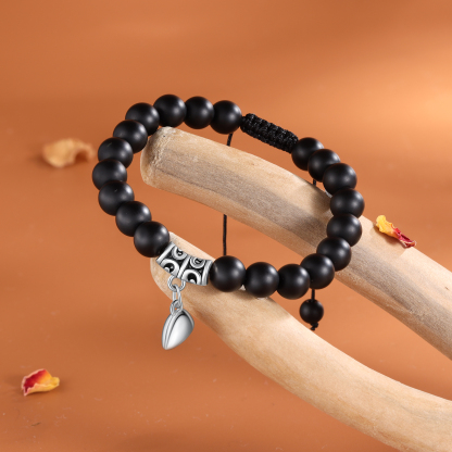 Pulseras de cuerda y piedras para pareja con dije de corazón magnético-Jessemade ES