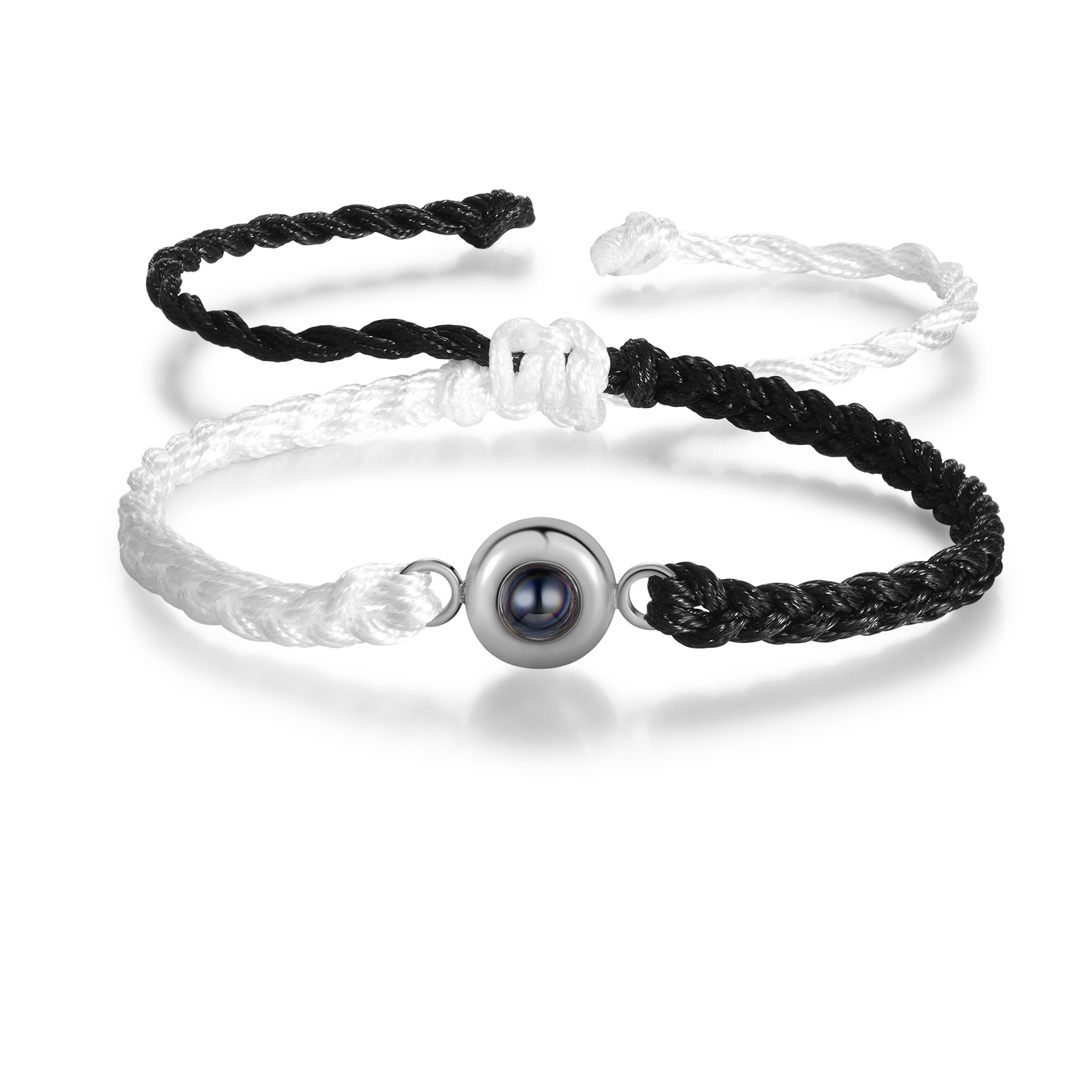 Pulsera de cuerda con proyección de foto en color con dije circular pulsera ajustable-Jessemade ES