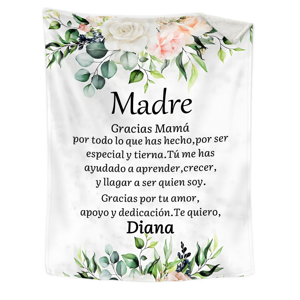 A mi mamá-Manta de buen calidad con frase amoroso y personalizada con 1 nombre-Jessemade ES