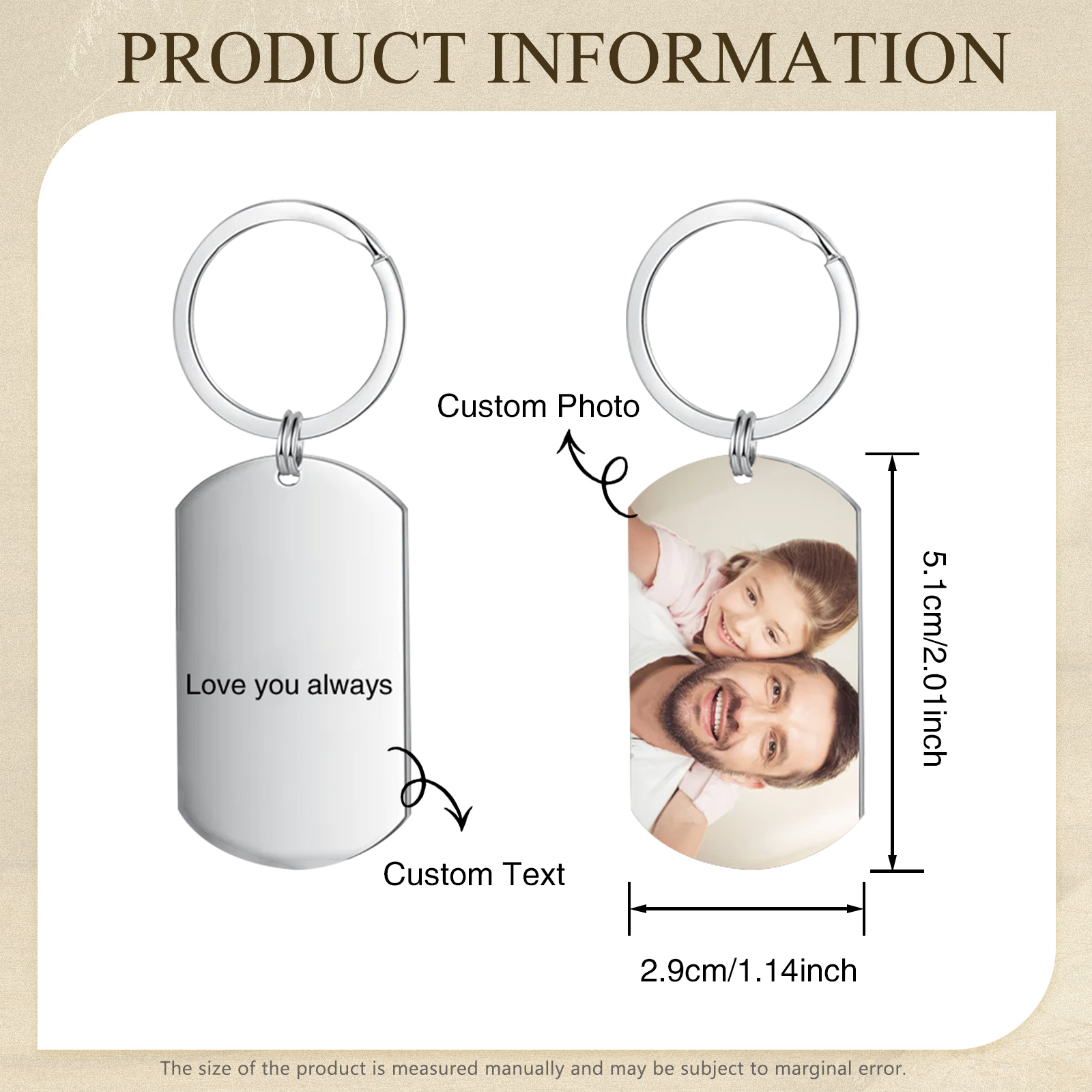 Kit de regalo-Llavero, cartera y bolígrafo con nombre, letra y 2 textos personalizados con foto para hombre-Jessemade ES