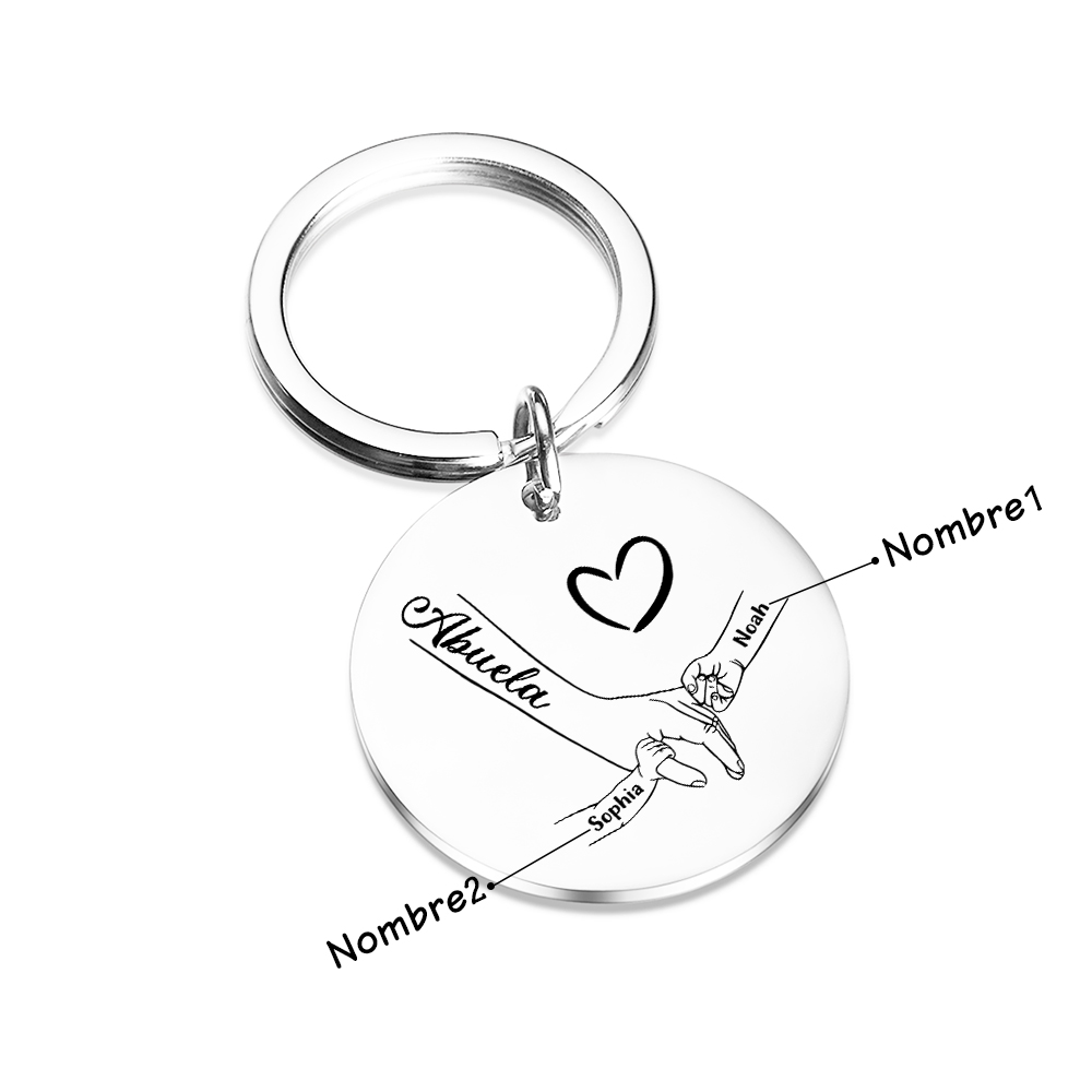 A mi abuela - Llavero 1-6 Nombres Personalizado MANOS COGIDAS-Jessemade ES