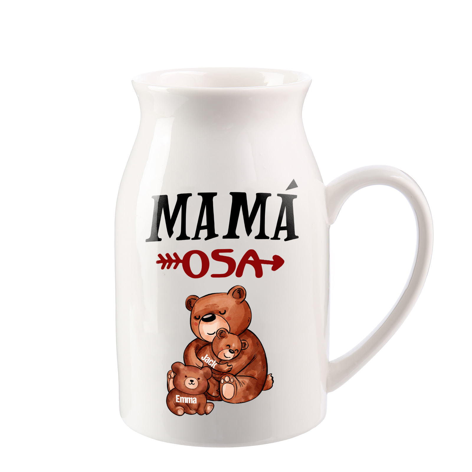 Florero de cerámica mamaosa y sus bebés 2-8 nombres personalizados con texto decoración del hogar-Jessemade ES