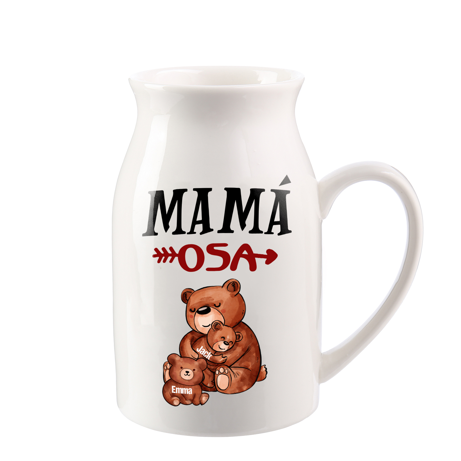 Florero de cerámica mamaosa y sus bebés 2-8 nombres personalizados con texto decoración del hogar-Jessemade ES