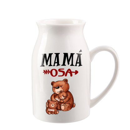 Florero de cerámica mamaosa y sus bebés 2-8 nombres personalizados con texto decoración del hogar-Jessemade ES