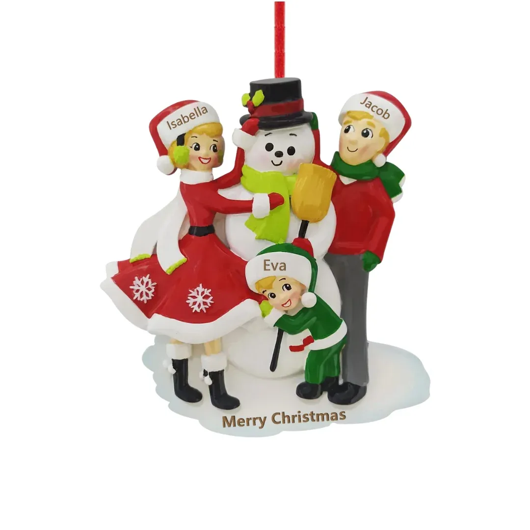 Navidad-Muñecos Ornamentos Navideños 3 Nombres con Texto Personalizados Adorno de Madera