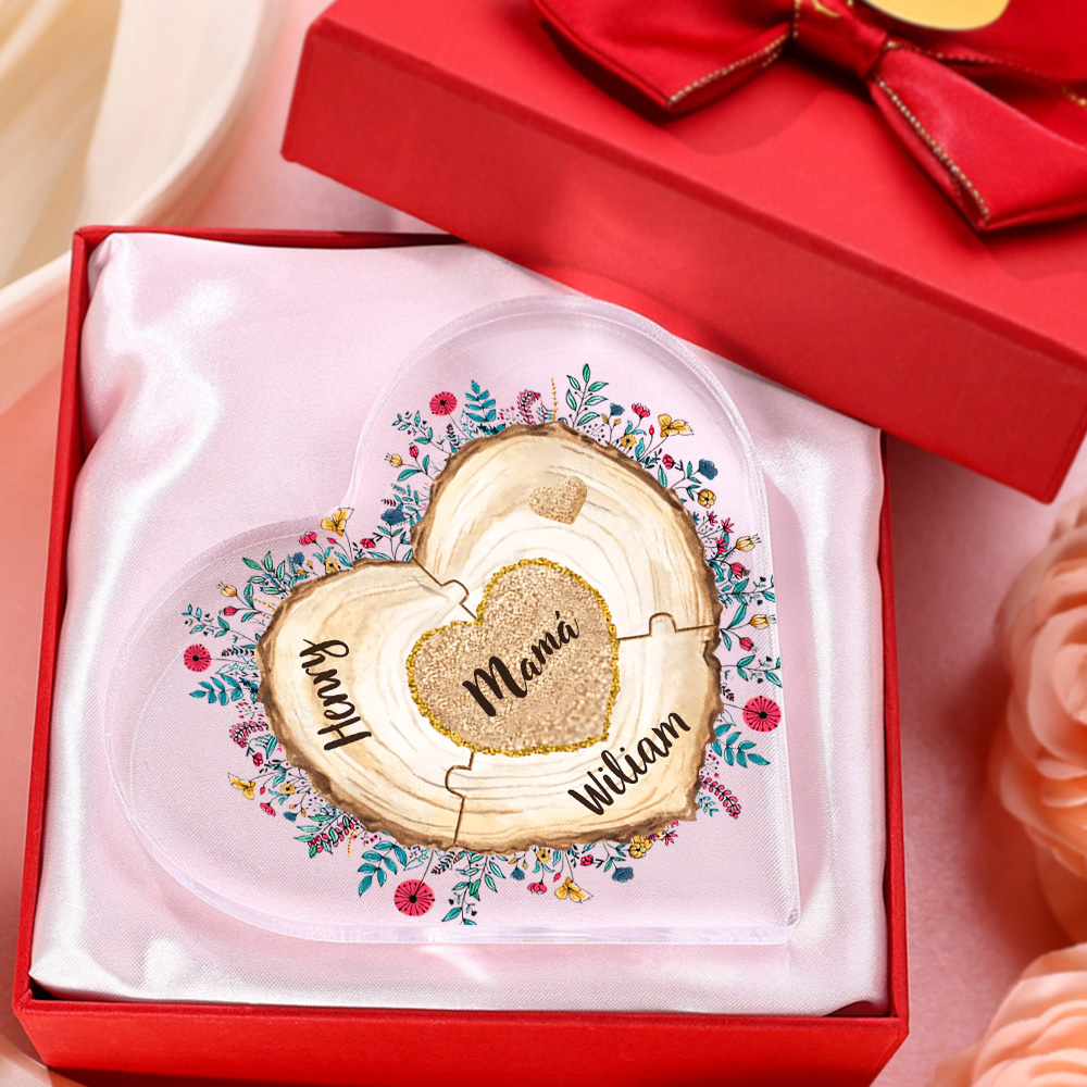 A mi mamá/abuela-Placa de acrílico "Corazones" en forma de corazón 3 nombres personalizados-Jessemade ES