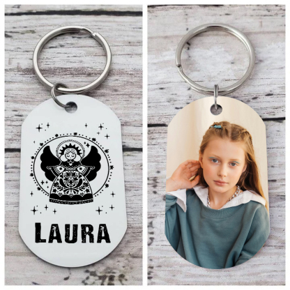 Comunión-Llavero con icono de comunión 1 foto y 1 nombre personalizados-Jessemade ES