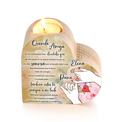 A mi amiga - Candelero de madera sin vela 2 nombres personalizados-Jessemade ES