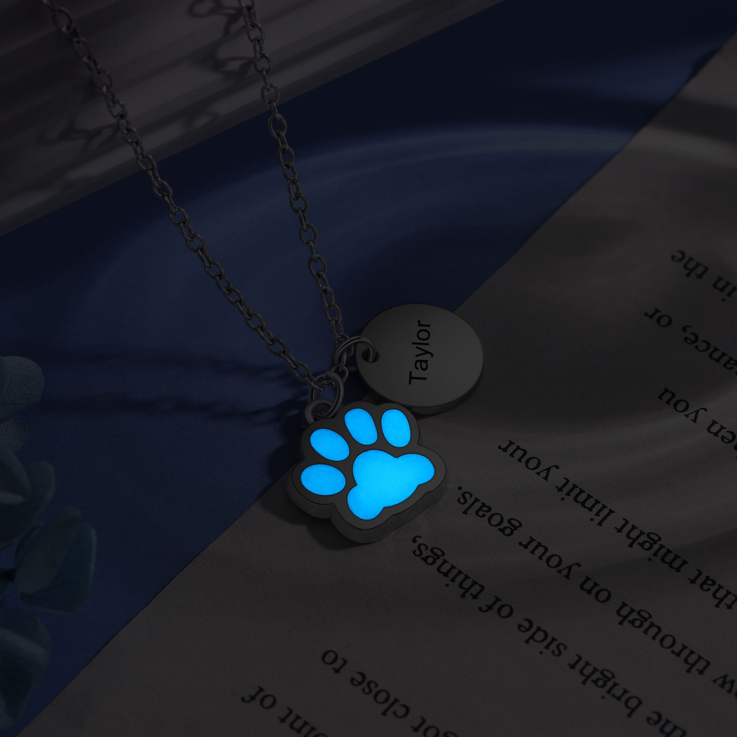 Collar para pareja de pata fluorescente con nombre personalizado-Jessemade ES