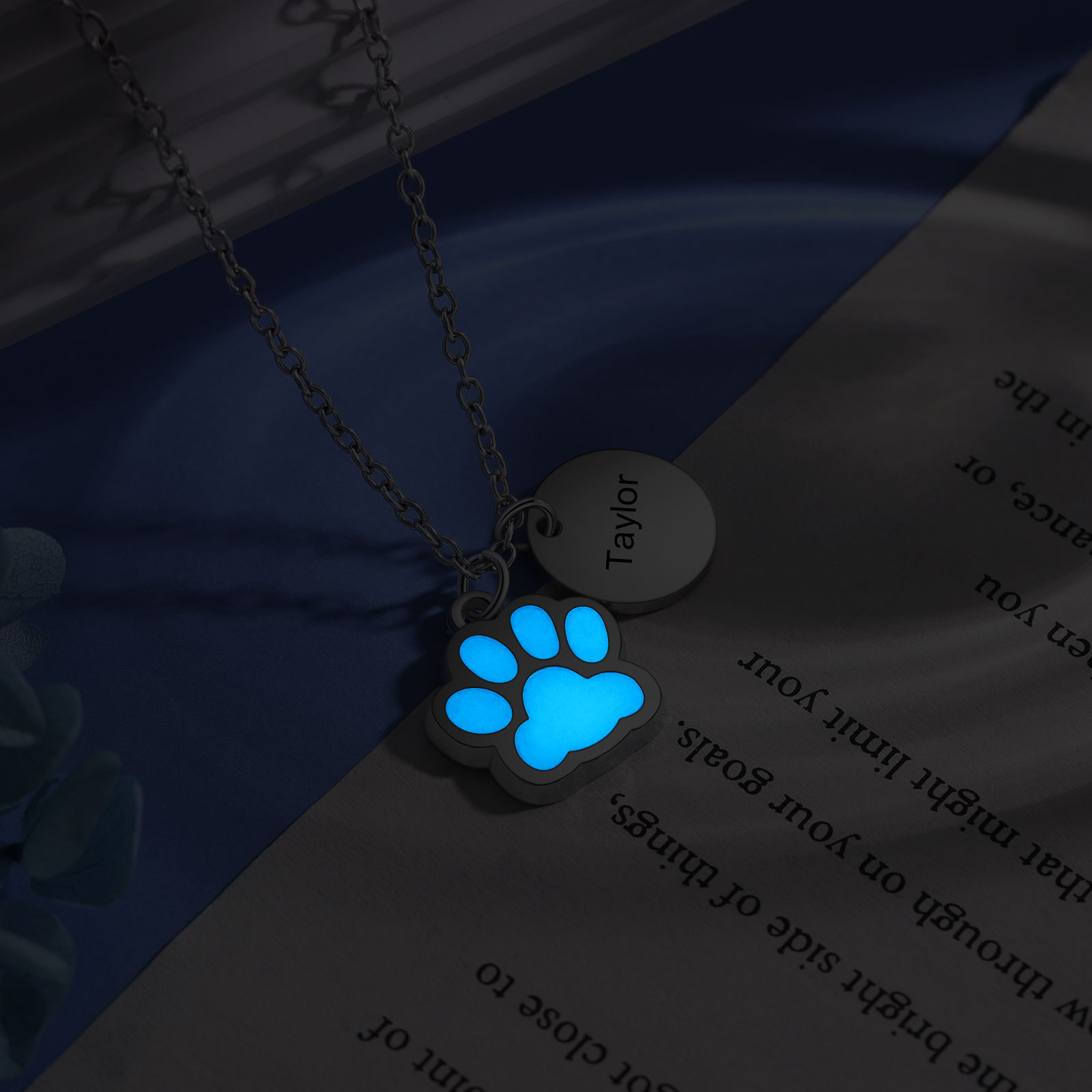 Collar para pareja de pata fluorescente con nombre personalizado-Jessemade ES
