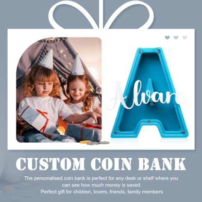 Alcancía de madera en forma de letras con 1 nombre personalizado hucha-Jessemade ES