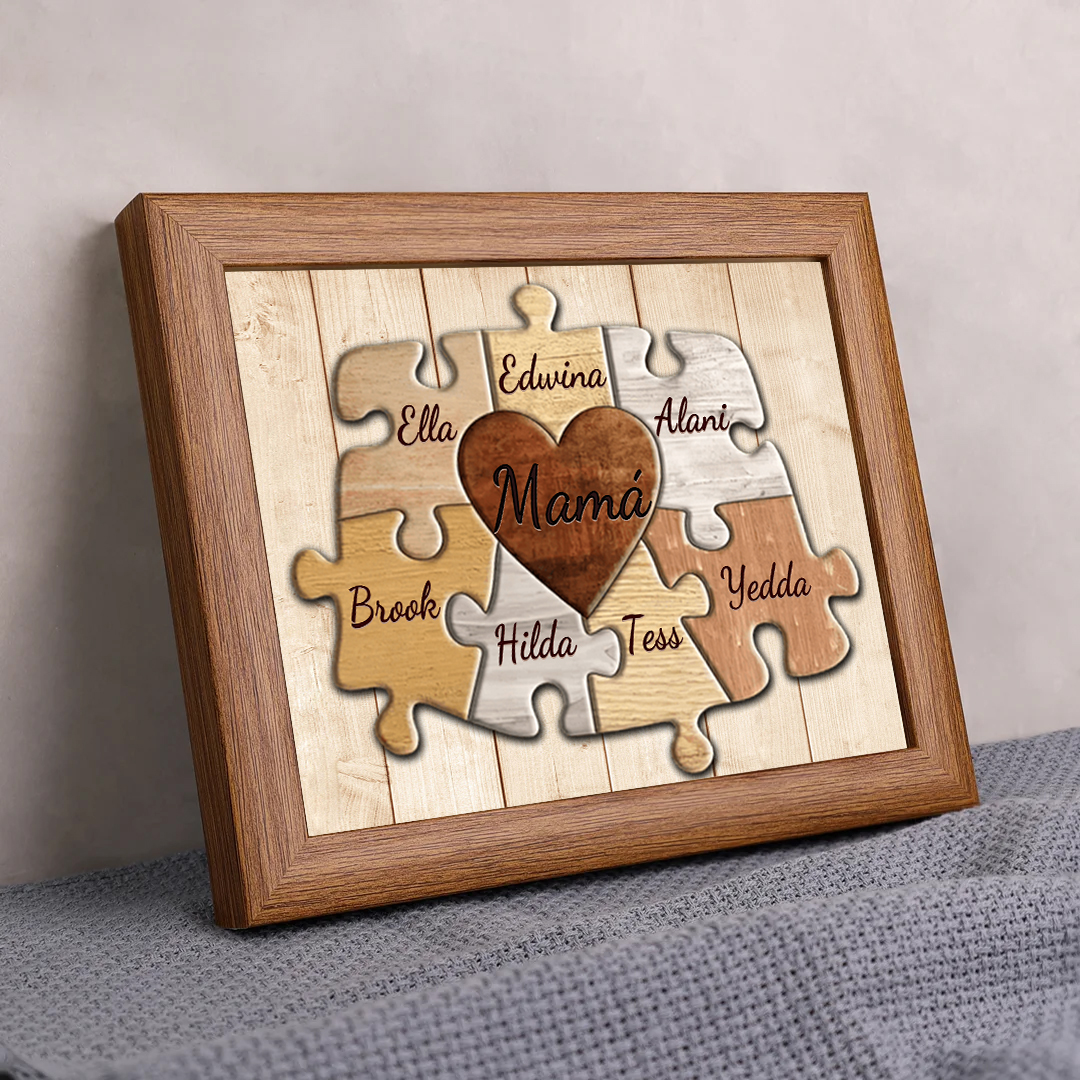 A mi mamá-Marco de 3-9 nombres personalizados rompecabezas de madera-Jessemade ES