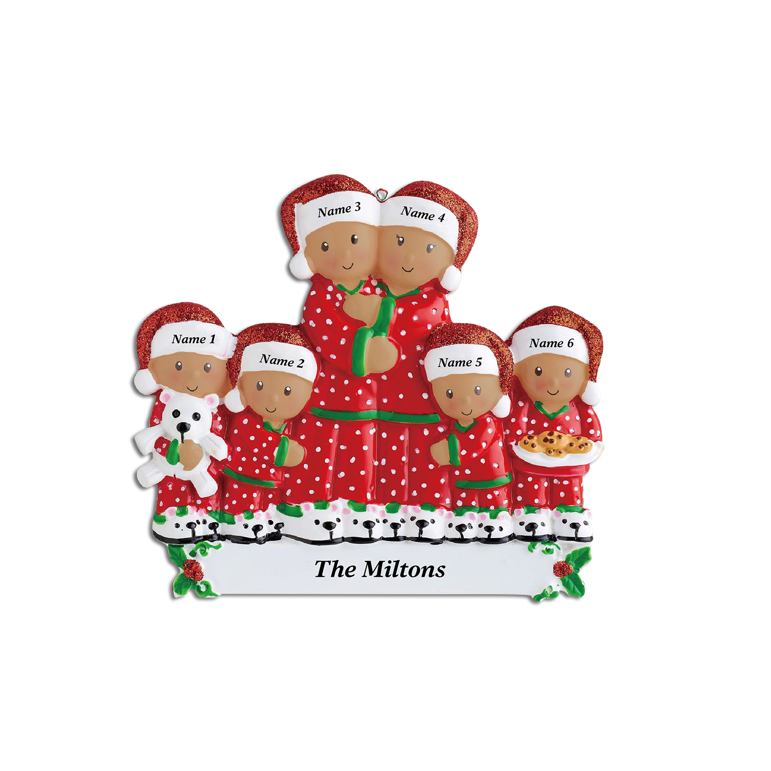 Navidad-Muñecos Piel Bronceada Ornamentos Navideños Familiar 6 Nombres