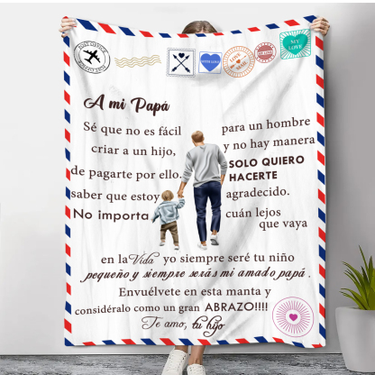 A mi padre de hijo-Manta de buen calidad con siluetas y personalizada con 1 nombre-Jessemade ES
