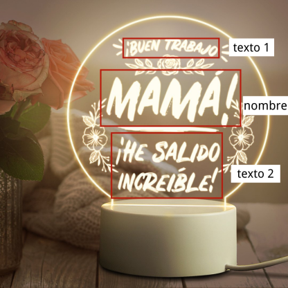 Lámpara 3D Ilusión Luz de noche LED Luces de colores personalizadas 2 textos 1 nombre