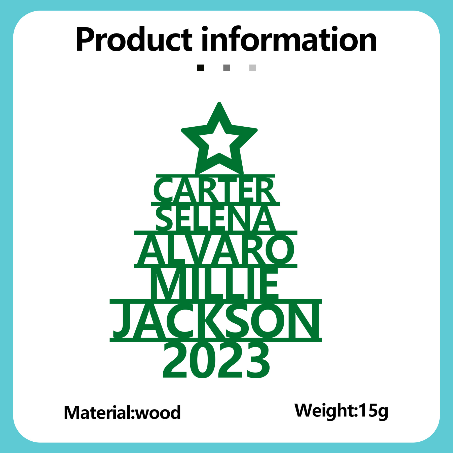 Navidad-Ornamento navideño de madera árbol de nombres con 5 nombres y año personalizados