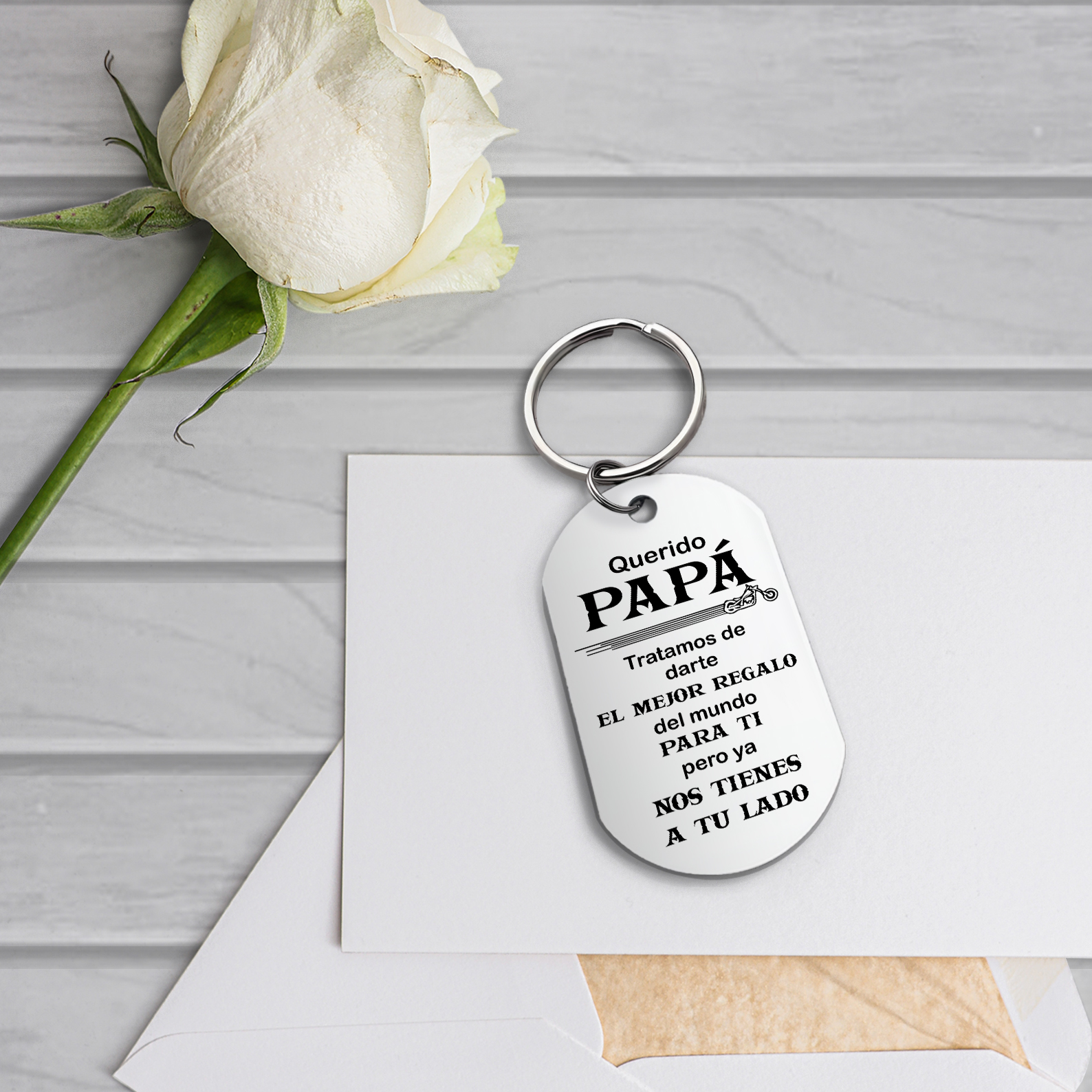 A mi papá-Llavero de placa con motocicleta-Jessemade ES