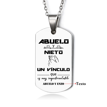 A MI ABUELO-Collar vínculo entre abuelo y nieto de placa personalizada con 1 texto-Jessemade ES