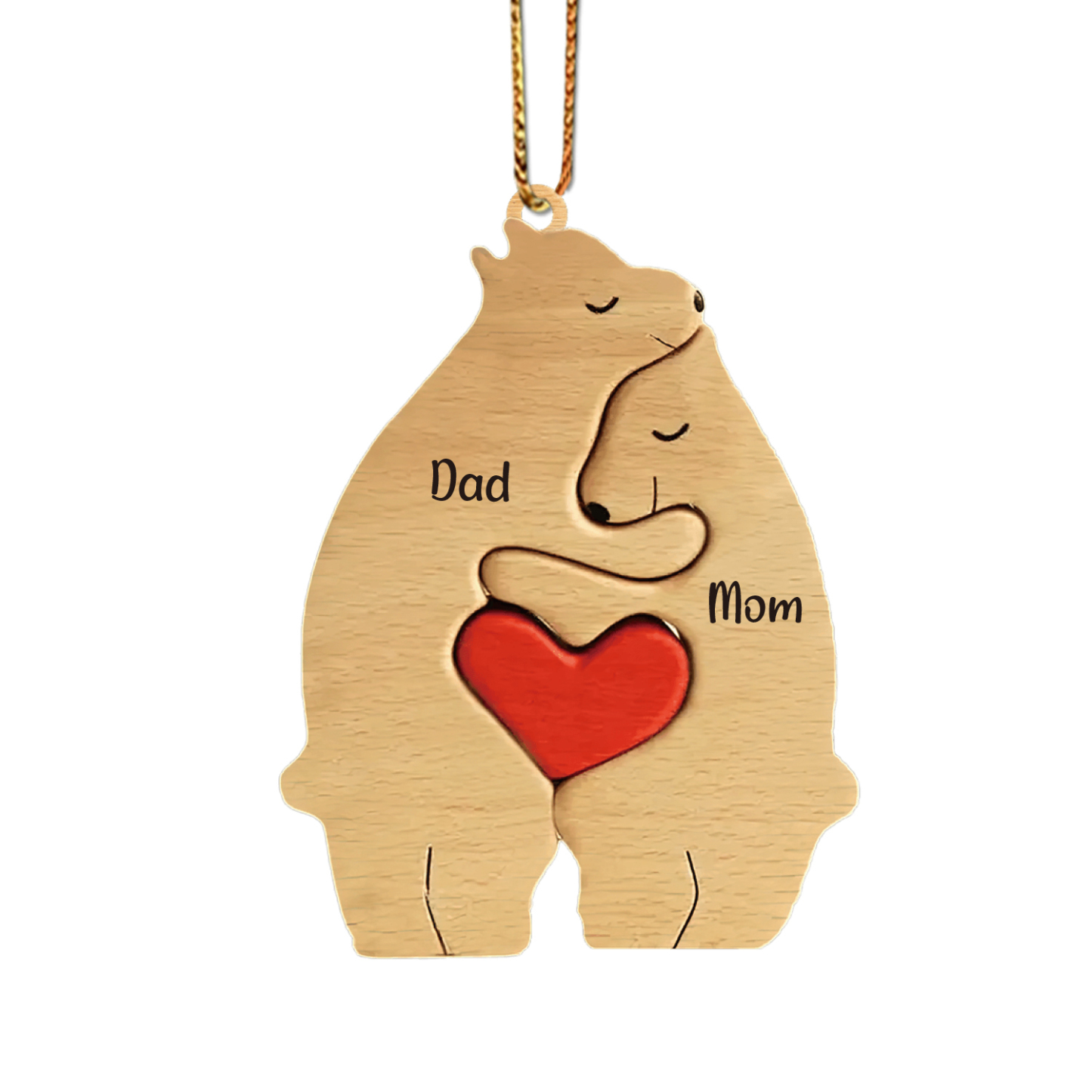 Navidad-Ornamento muñecos navideño de madera familia de canguros 2 nombres personalizados adorno del árbol-Jessemade ES