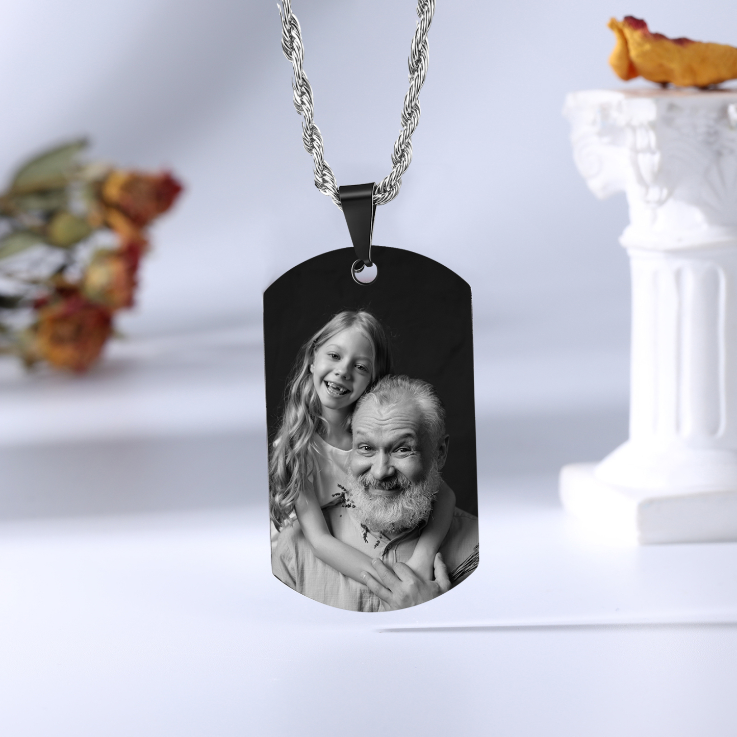 A MI ABUELO-Collar de placa personalizada con nombre y foto-Jessemade ES