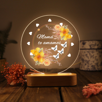 A mi mamá-Lámpara 3D Ilusión Luz de Noche Personalizada con 1-5 Nombres-Jessemade ES