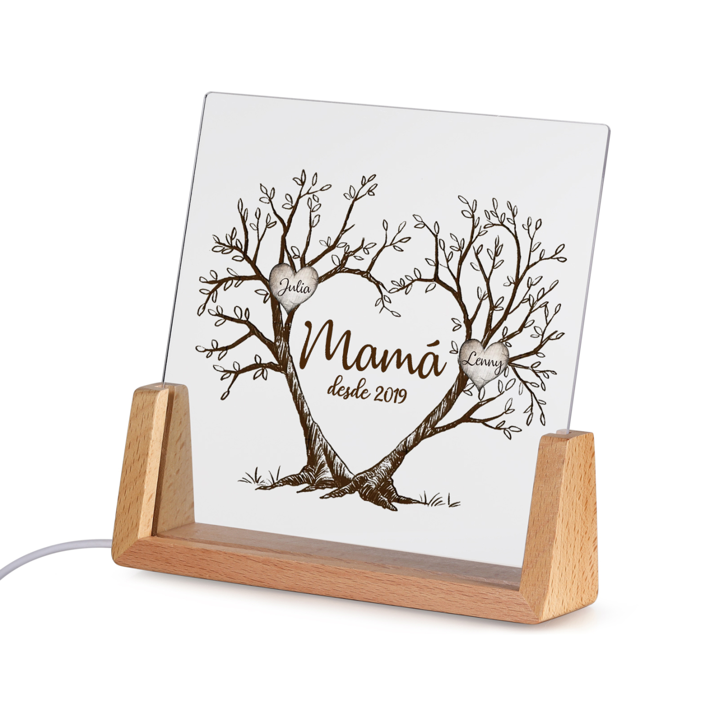 A mi mamá/abuela-Lámpara Personalizada con 2-8 Nombres, 1 Texto y 1 Fecha "árbol de la vida" 3D Ilusión Luz de Noche-Jessemade ES